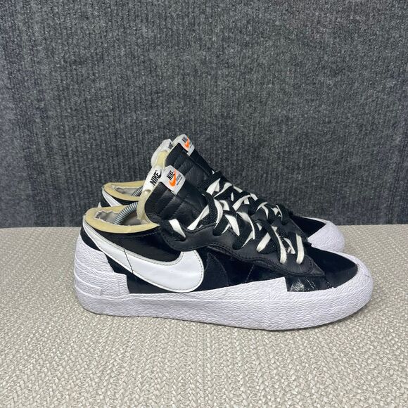 Nike x Sacai Blazer Low Black White Patent Leather Shoes Mens 10.5 DM6443-001 main image 8